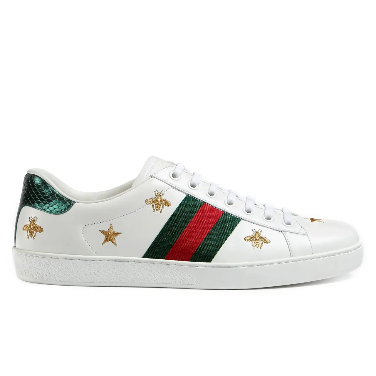 Gucci Ace Embroidered 'Bees and Stars' White