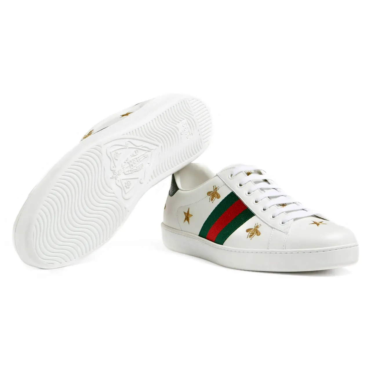 Gucci Ace Embroidered 'Bees and Stars' White