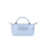 Le Pliage Green Pouch with handle Sky Blue