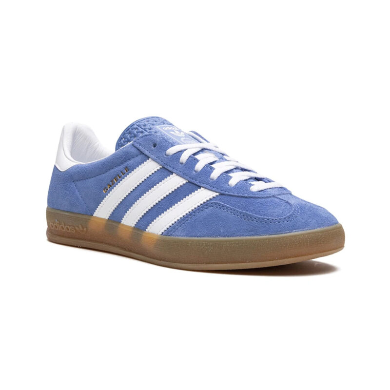 adidas Originals Gazelle Indoor gum sole trainers in light blue