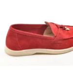 Loro Piana Suede Loafers Moccasins Red