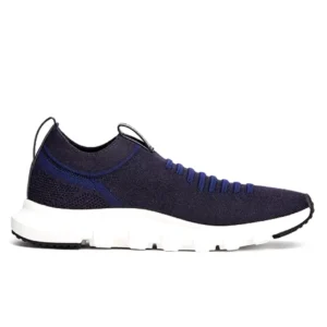 ZEGNA Textured Navy Blue/Black Knit Fabric Slip-On