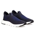 ZEGNA Textured Navy Blue/Black Knit Fabric Slip-On