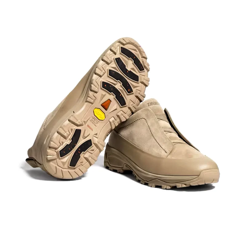 Light Taupe Suede and Leather Triple Stitch Monte