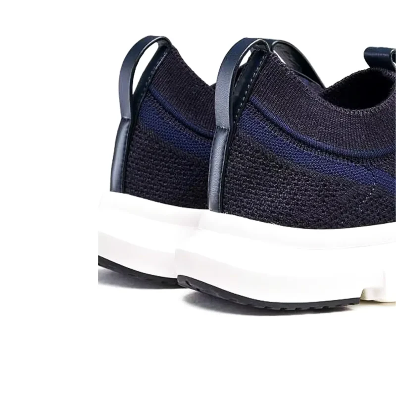 ZEGNA Textured Navy Blue/Black Knit Fabric Slip-On