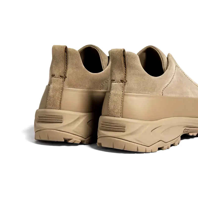 Light Taupe Suede and Leather Triple Stitch Monte
